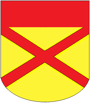 Arms of Bruce as Lord of Annandale: Or, a saltire gules and a chief of the second.